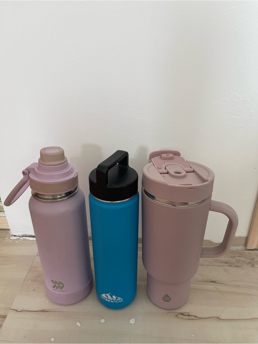 Triple Insulated Water Bottles - Dusty Rose & Blue Set